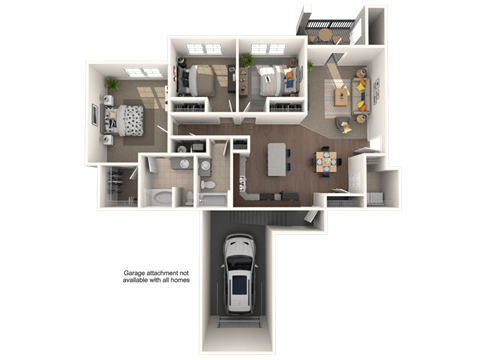 Floor plan for 3 beds, 2 baths, 1238 sqft